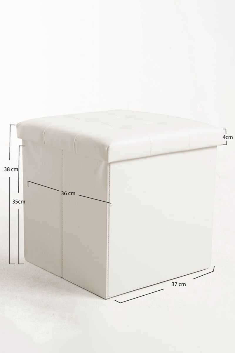 Pufe de armazenamento Button 38 cm Couro Sintético - Pufes e apoios para os pés Pufe de armazenamento Button 38 cm Couro Sintético - Pufes e apoios para os pés