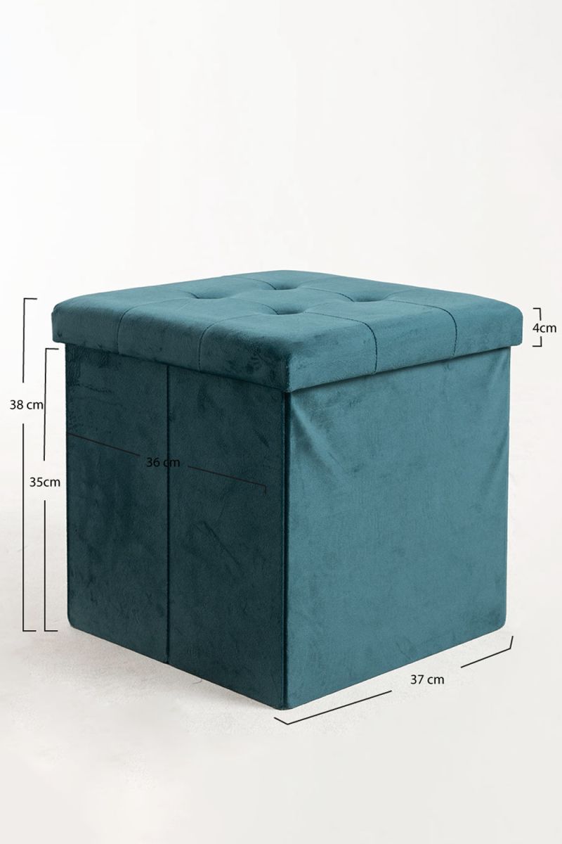 Pufe de armazenamento Button 38 cm Veludo - Pufes e apoios para os pés