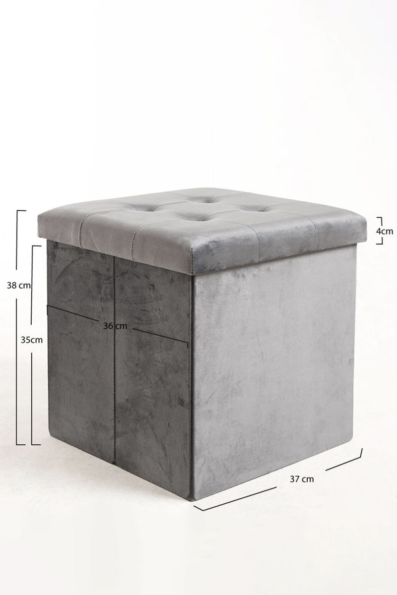 Pufe de armazenamento Button 38 cm Veludo - Pufes e apoios para os pés
