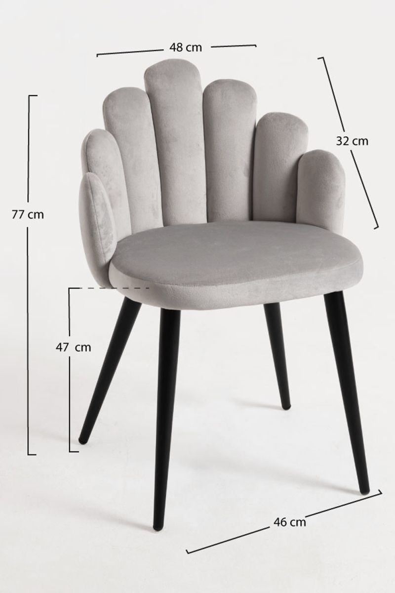 Cadeira Hand Veludo Pernas Pretas - Cadeiras Sala Jantar