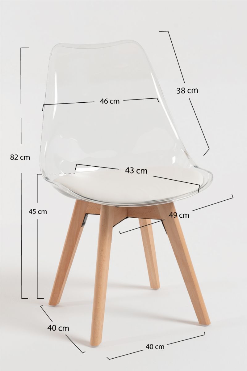 Pack 2 Cadeiras Synk Transparentes Assento - Packs Cadeiras Sala Jantar