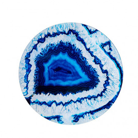 Mesa de cristal de efeito mármore Azul - Mesas Auxiliares